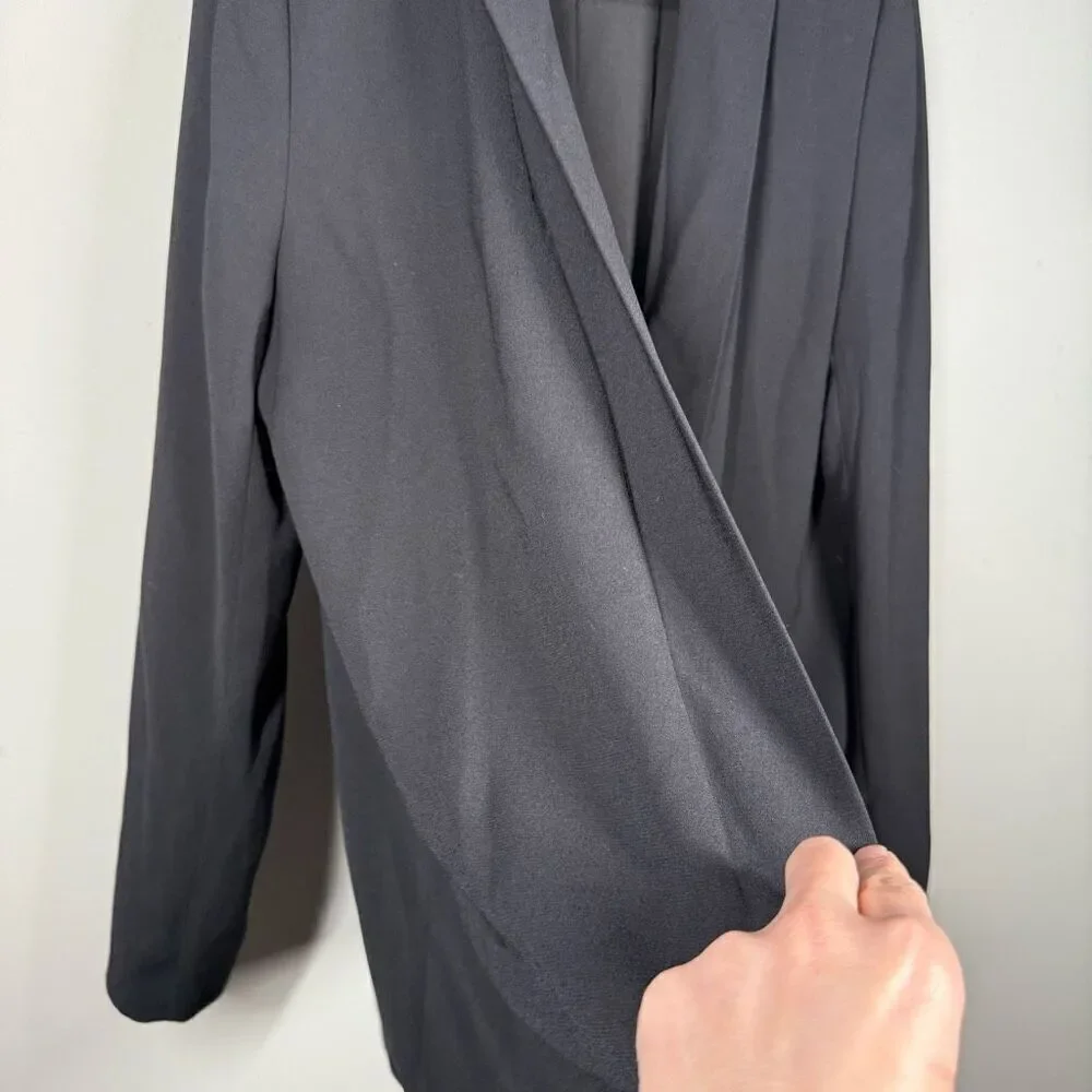 Halogen open front relaxed longline blazer black